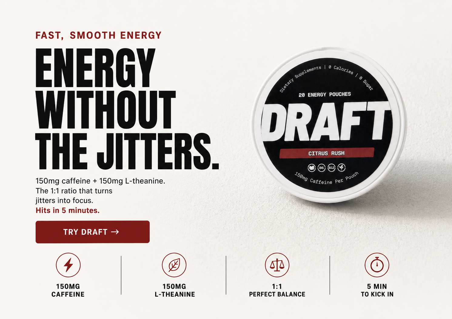 Draft caffeine pouches