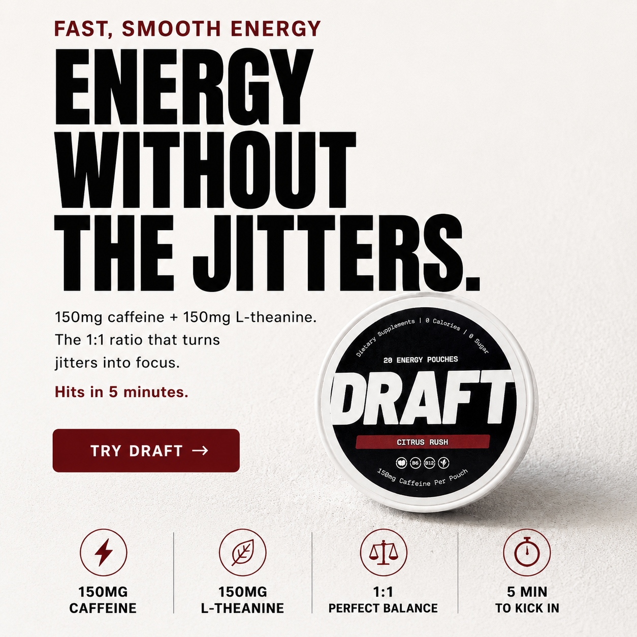 Draft caffeine pouches
